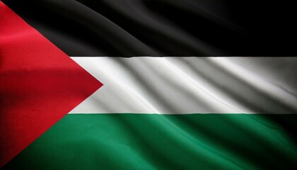 Waving flag of Palestine in white background. Palestine flag for independence day. The symbol of the state on wavy fabric.