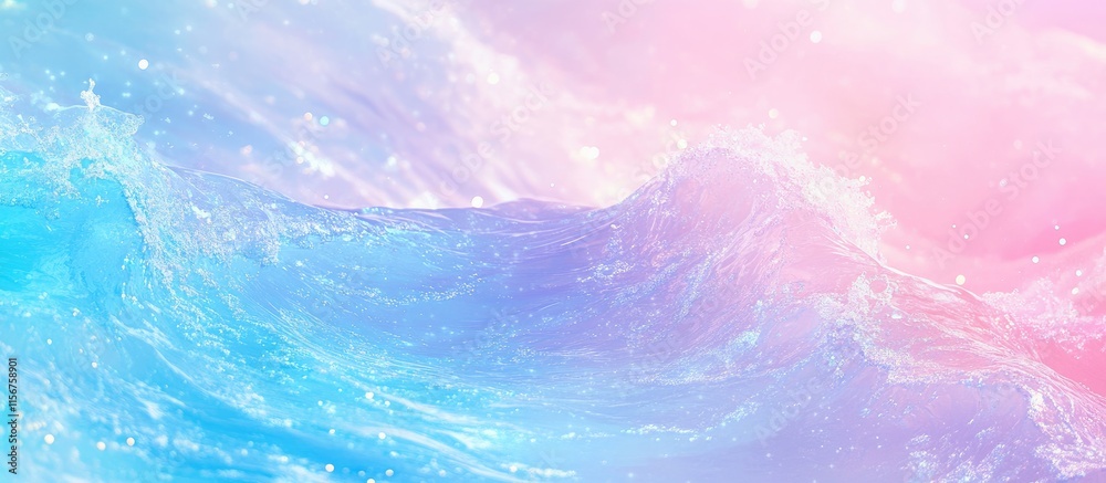 Poster pastel wave sparkle bokeh background panorama with soft colors and ample space for text overlay or c