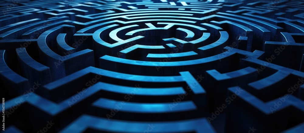 Poster digital labyrinth concept a complex network of interconnected paths in cyberspace with copy space fo