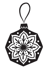 Christmas ball. Hand drawn vector. Black and white illustration.