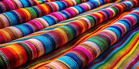 Vibrant Striped Fabric Texture: Wide-Angle Colorful Textile Background