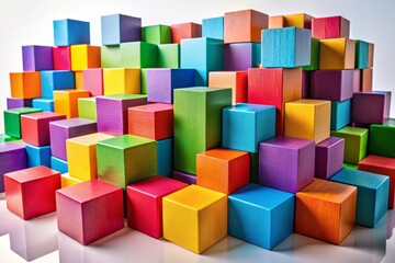 Wide-Angle Blocks Abstract Photography: White Background Minimalist Geometric Shapes Composition