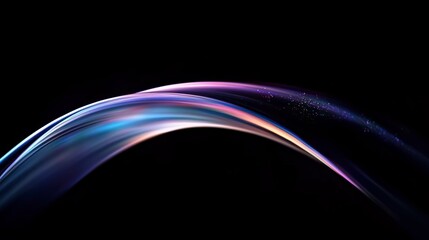 Abstract Blue and Purple Flowing Wave and Curve on Dark Background with Color Refraction Effect: 3D Render for Modern Design Projects