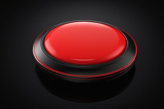a close up of a red button on a black surface