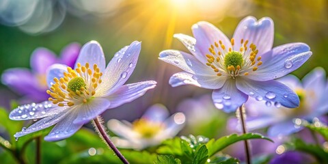 Obraz premium Worm's Eye View: Anemone Nemorosa Spring Bloom - Macro Photography
