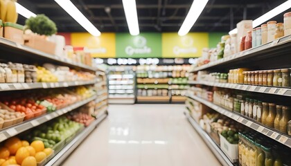 Well-organized shelves in a supermarket