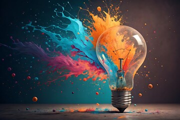 Paint Splash Lightbulb Colorful Creativity Burst