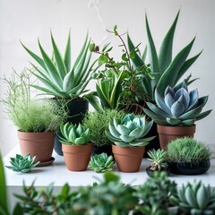 Fototapeta premium Indoor potted plants and succulents
