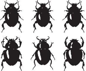 A set of beetles. Hand drawn vector illustration	