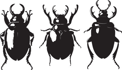 A set of beetles. Hand drawn vector illustration	