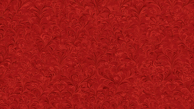 Fototapeta Valentine seamless pattern of elegant red vintage pattern with intricate floral designs and textures