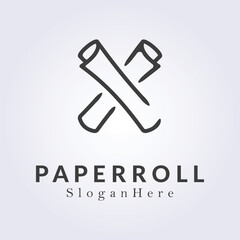 line art paper roll map logo template design, outline map logo symbol icon vector illustration