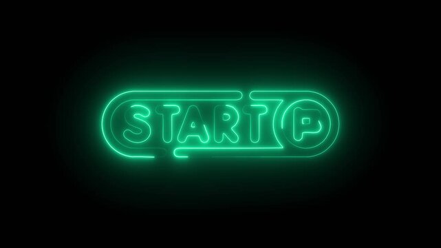 Glowing Neon Start Text Animation on Black Background, HD Motion Graphic Animation