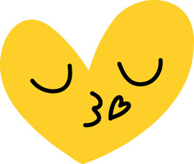 Whimsical Yellow Heart Sending a Kiss