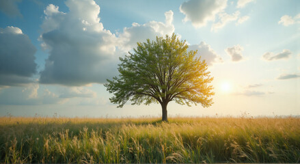 Fototapeta premium sunset in the field