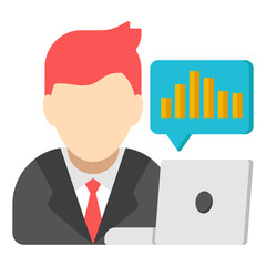 A colored design icon of business chat