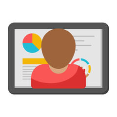 A flat design icon of business presentation