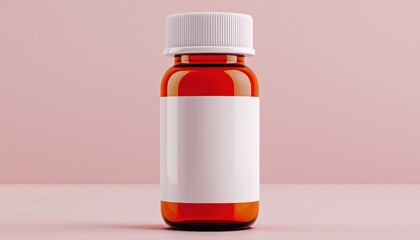 A plain orange bottle with a white cap and blank label, set against a soft pink background, suggesting a pharmaceutical or supplement theme.