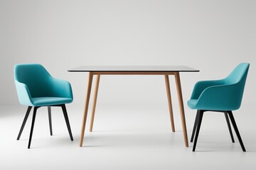 there are two chairs and a table with a glass top