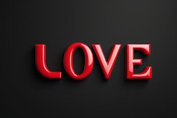 a close up of a red love sign on a black background
