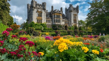 Obraz premium Majestic Castle and Vibrant Garden