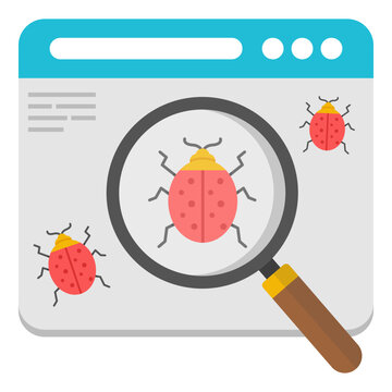 Virus under magnifying glass, debugging