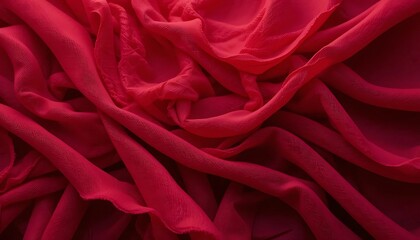 Obraz premium Red satin fabric with smooth texture and romantic rose pattern, showcasing luxury, beauty, and softness for a romantic and elegant atmosphere