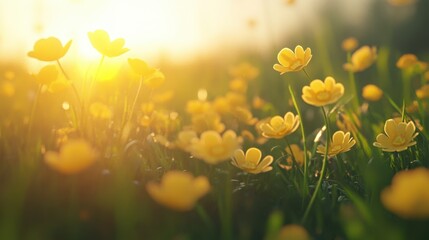 The Yellow Flowers in Sunlight