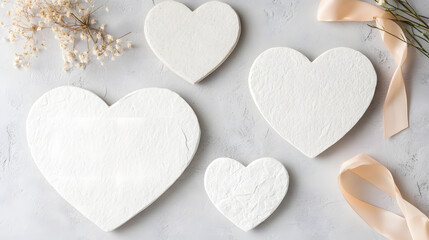 Obraz premium Creative heart-shaped decor indoor art display minimalist style soft lighting elegant arrangement