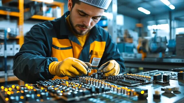A close-up of a worker sorting various types of batteries on a clean, well-lit workbench, emphasizing proper handling techniques