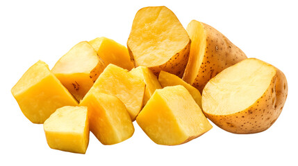 Cut Yellow Potatoes Isolated On A White Background, PNG Transparent