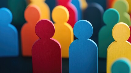 Colorful wooden figures representing diversity and inclusion.