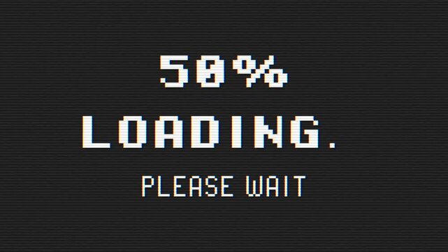 Loading 8 bit Videogame Title On Retro CRT Television Screen