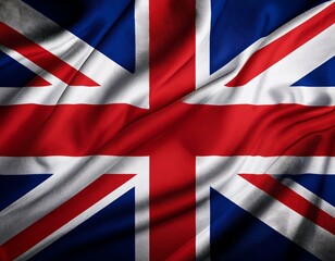 Close up full framed wave United Kingdom Union Jack fabric flag background.