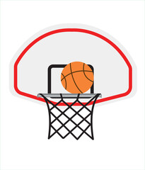 Basketball Hoop and Ball Vector Illustration. Basketball hand drawing vector.