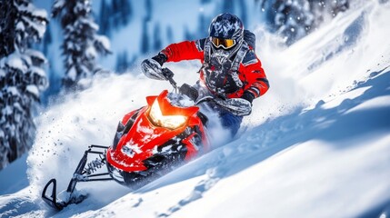 Snowmobile Adventure in Snowy Mountains