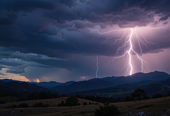 lightning over the mountains