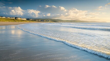 Obraz premium Coastal Serenity: Golden Hour Beach Scene