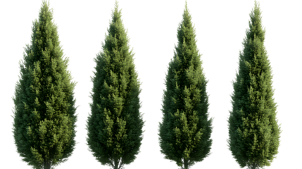 Thuja occidentalis frontal set Smaragd evergreen emerald green American Arbovitae bush shrub isolated png on a transparent background perfectly cutout