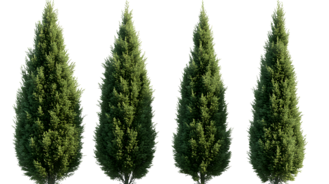 Thuja occidentalis frontal set Smaragd evergreen emerald green American Arbovitae bush shrub isolated png on a transparent background perfectly cutout