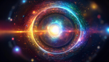 Cosmic circle of vibrant colors. Abstract round shape. Space and energy.