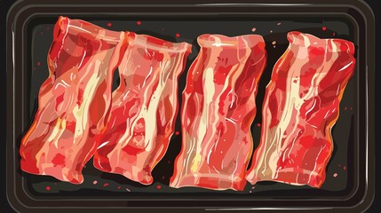 Bacon Meat Icon Vector Isolated on White Background