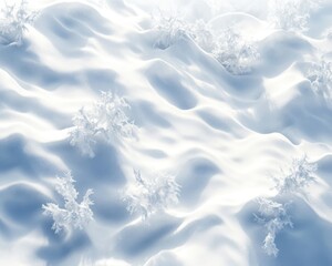 Obraz premium Soft White Snow Covering Ground with Subtle Textures and Delicate Snowflakes Creating a Peaceful Winter Landscape Scene in Natural Light