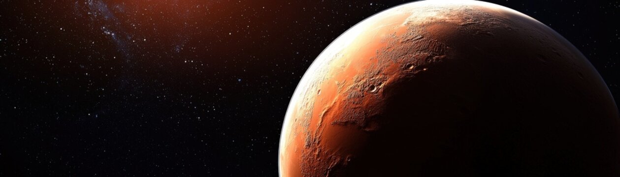 Exploring mars a celestial adventure in outer space sci-fi landscape