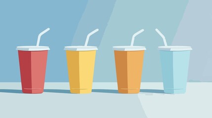 Blank Food Plastic Cup Flat Design Vector Isolated