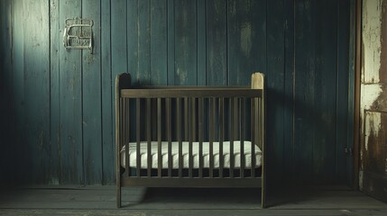 Vintage Crib in Rustic Room: A Nostalgic Scene