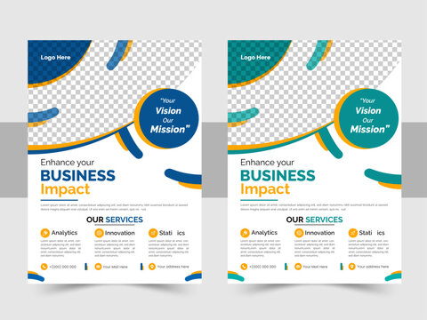 A bundle of 2 templates of a4 flyer, modern business flyer template, abstract business flyer, simple minimalist corporate business flyer design, creative marketing agency flyer design.

