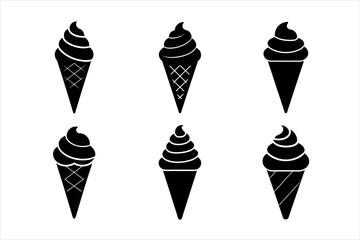  Ice Cream Cone Icons on a white background