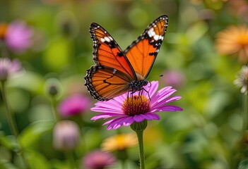 Naklejka premium butterfly on flower