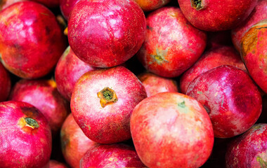 Pomegranate, ripe pomegranate fruits at a market in Cairo, Egypt